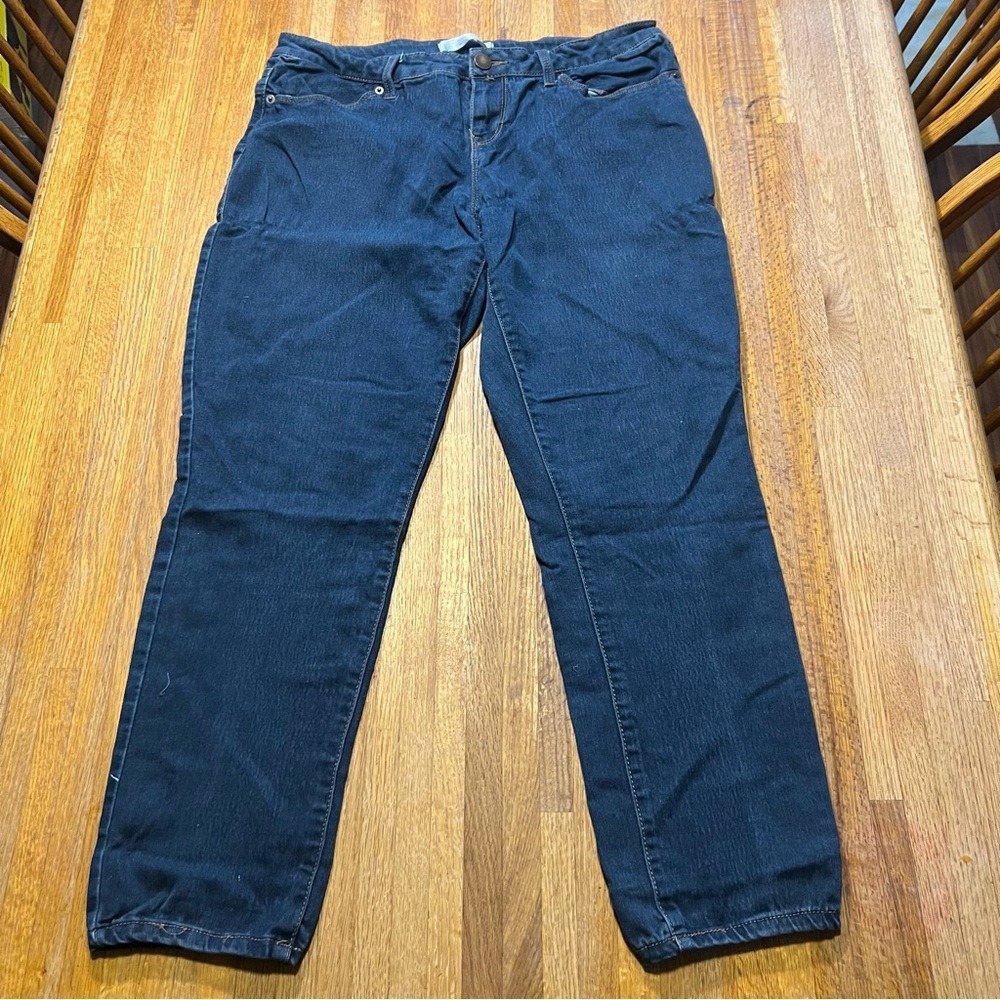 No Boundaries Women 17 Dark Wash Denim Straight Leg Mid Raise Stretch Jean *25-1